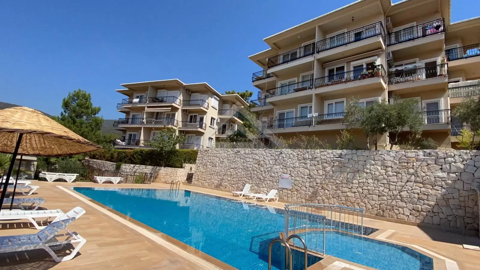 Full Sea View 2+1 Flat For Sale in Akbuk, With Shared Pool